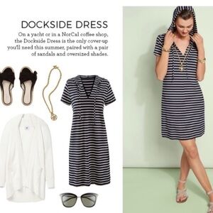 Cabi Dockside Dress Blue white stripe style 5409 size S